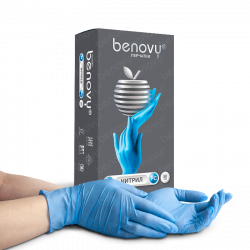 Перчатки смотровые нитриловые текстурированные на пальцах BENOVY Nitrile PC оптом