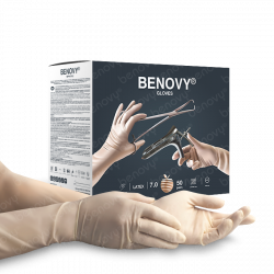 Перчатки хирургические акушерские,неопудренные, с однократной хлоринацией BENOVY Pro Sterile Gynecology оптом