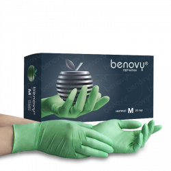 Перчатки смотровые нитриловые текстурированные на пальцах зеленые BENOVY Nitrile MultiColor оптом