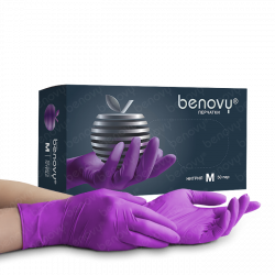 Перчатки смотровые нитриловые текстурированные на пальцах сиреневые BENOVY Nitrile MultiColor оптом