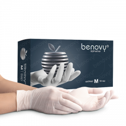 Перчатки смотровые нитриловые текстурированные на пальцах белые BENOVY Nitrile MultiColor оптом